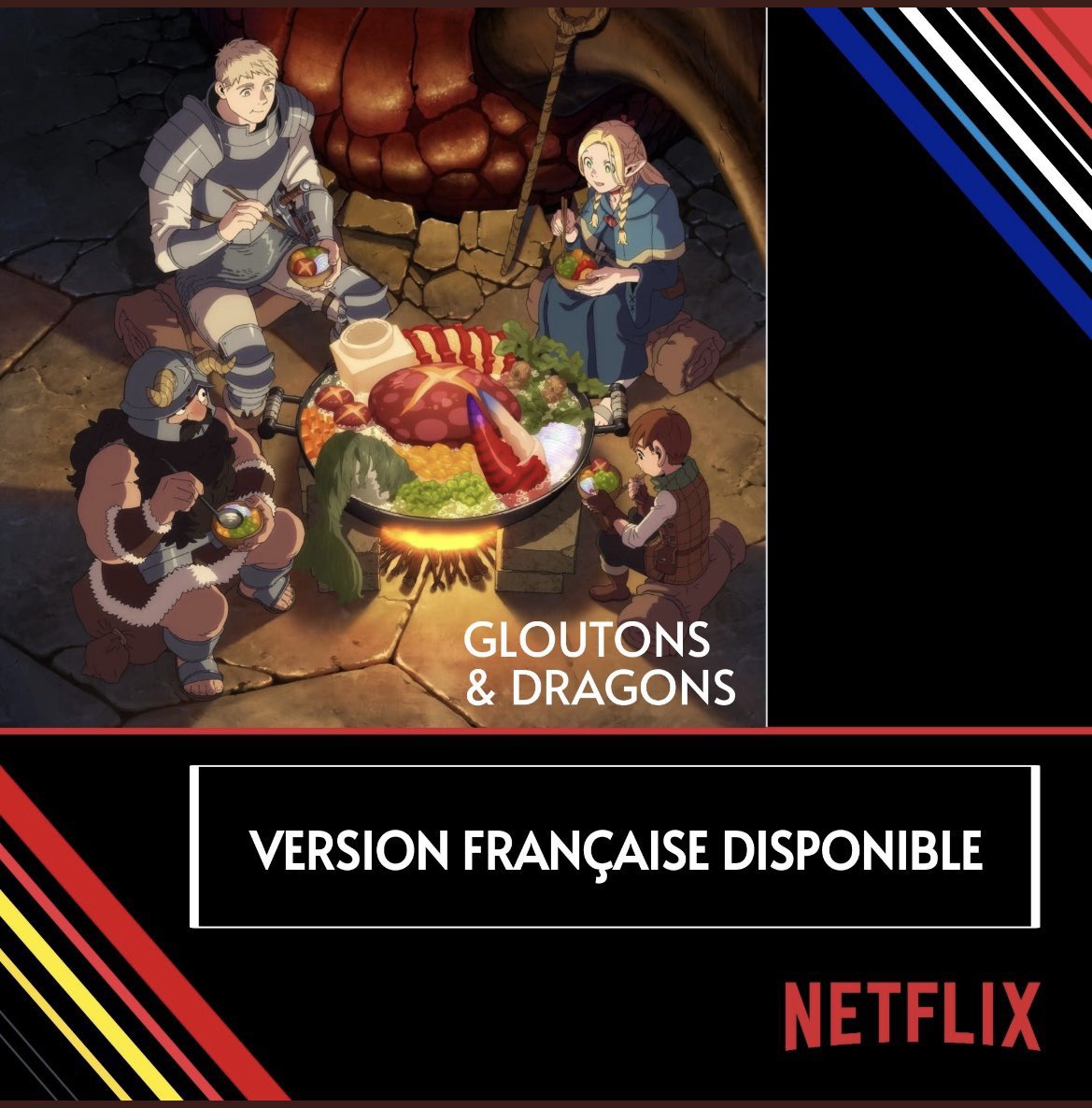 MikaMiam's tweet photo. Excellente  série « #Gloutons&amp;dragons » sur #Netflix. Dommage qu’elle n’ait pas plus de visibilité sur le site !  Le choix de la traduction du titre en français est discutable. Perso, j’aurais traduit le titre de cette oeuvre délicieuse  : « Donjons &amp; Graillons » 😂 https://t.co/u0Ps19u7ou