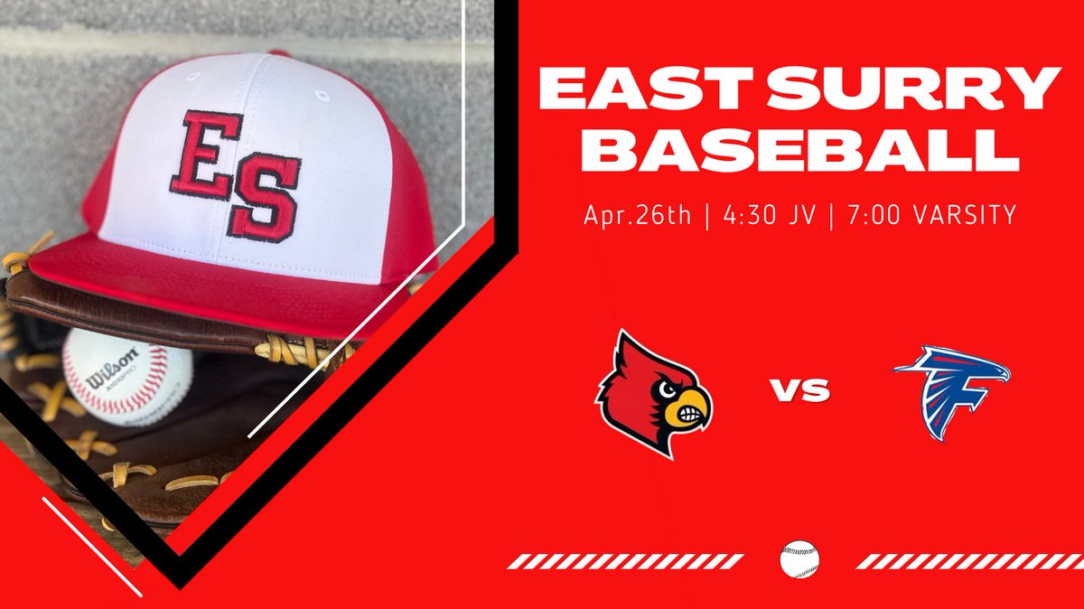 Good luck to @ESurryBaseball as they host Forbush in the regular season finale. JV game starts at 4:30pm with Varsity to follow. Go Cards!