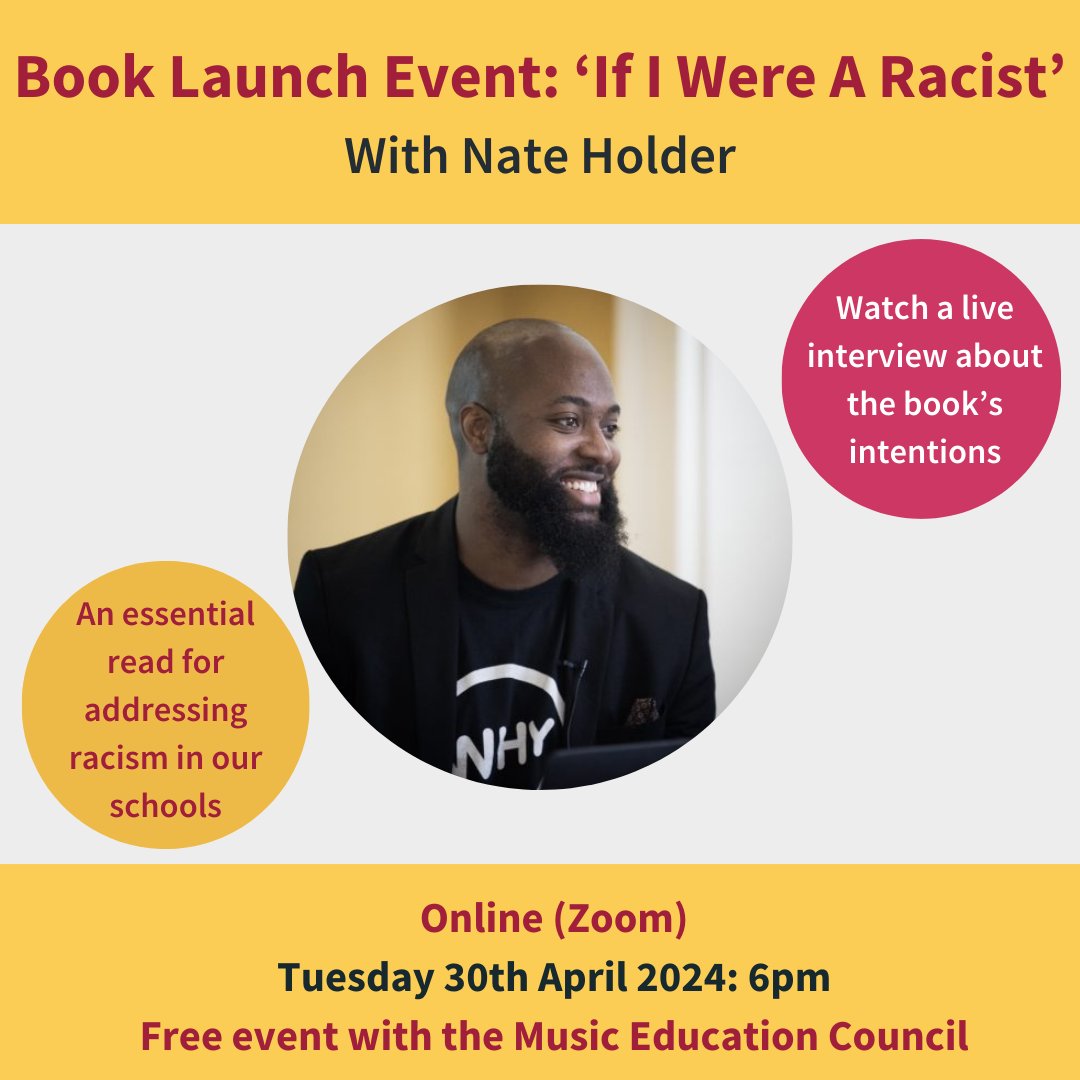 Join @mectweets and @N8Holder next week for the launch of 'If I Were A Racist' 📖 The book explores the issue of racism in music education, delving into the complexities of the topic through personal anecdotes and academic research. 🔗Book now: musicmark.org.uk/events/book-la…