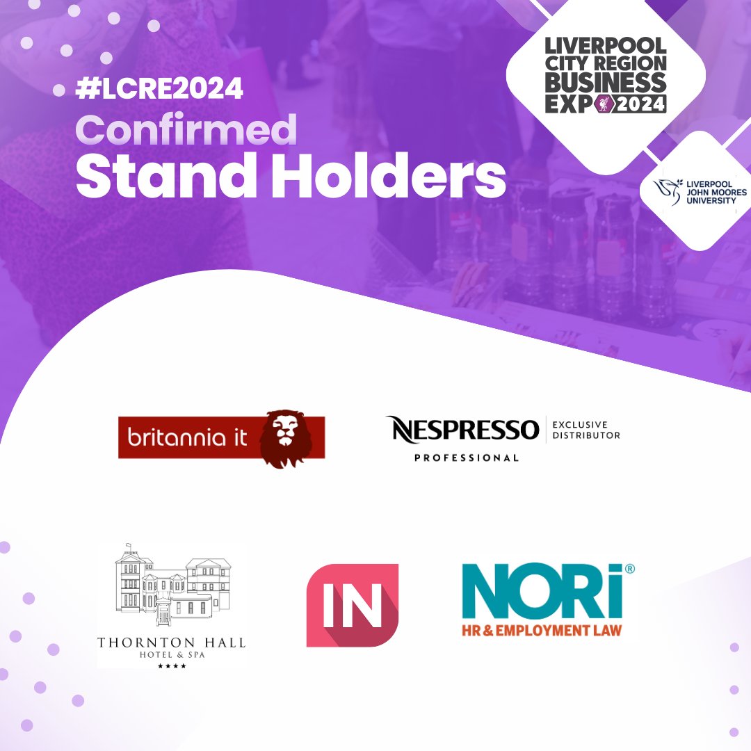 #LCRE2024 Stand Holder Announcement! ⭐️ Here we have 5 of the confirmed stand holders for the Liverpool City Region Business Expo 2024… Thinking about registering? Visit: i.mtr.cool/xfuwhccjfy