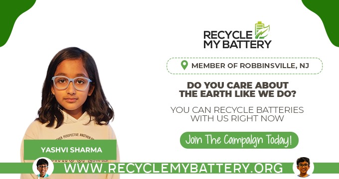Welcoming Yashvi Sharma, who came forward to support our campaign to make the Earth a better place to live. She will be taking care of the Robbinsville area in New Jersey. Thank you, Yashvi Sharma. #batteryrecycling #recyclemybattery #call2recycle #environment #gogreen #usa #nj