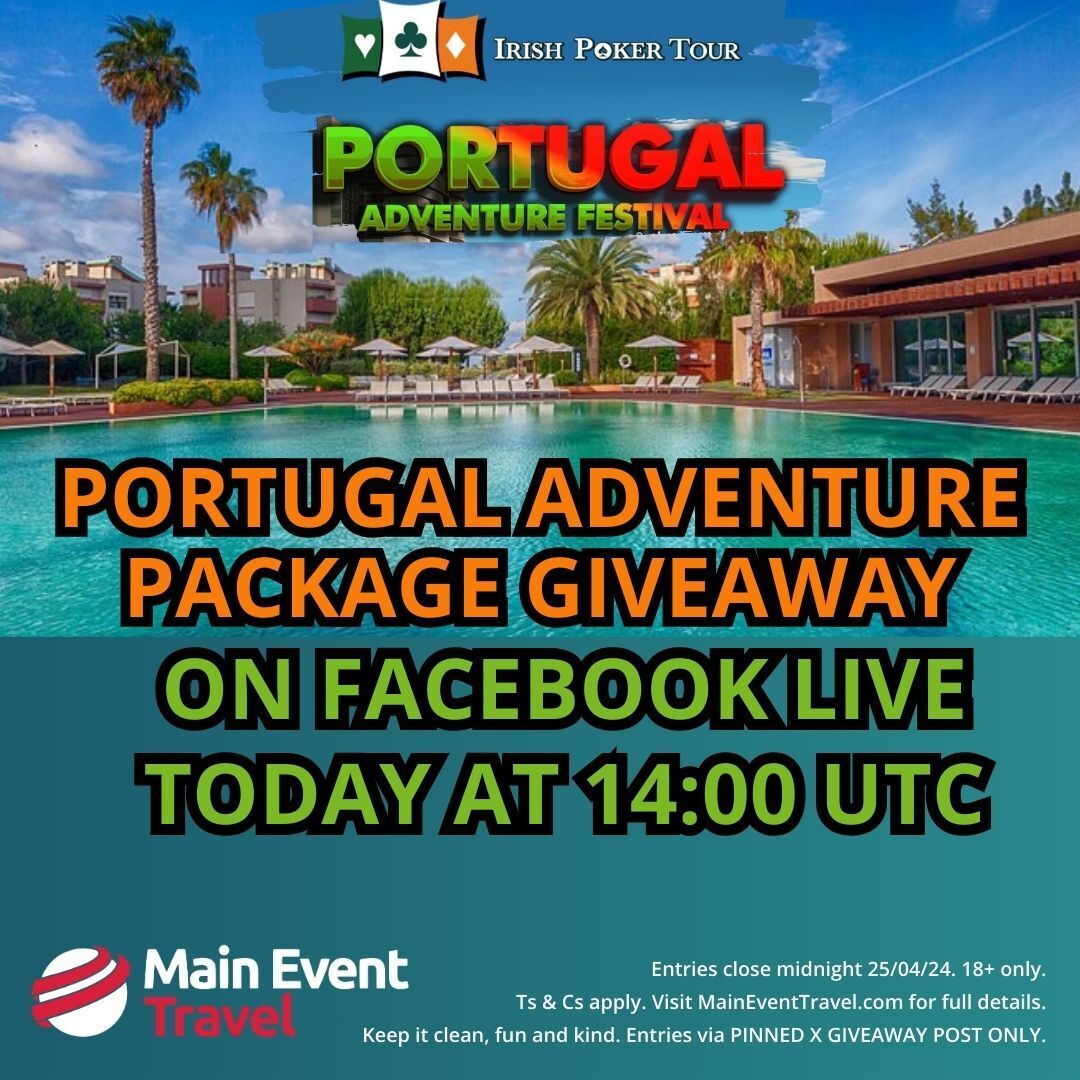 TODAY IS THE DAY!! One lucky player will be heading to the beautiful Casino Troia Resort for the Playcation of a lifetime at the Portugal Adventure! 

Head to MainEventTravel's Facebook Live at 14:00 UTC to watch the live draw!