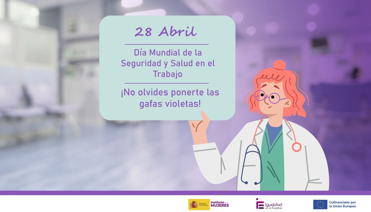 ❗️ El 28 de abril es el #DíaMundialDeLaSeguridadYSaludEnElTrabajo. 👓¡No olvides ponerte las gafas violetas! Mira con atención para integrar adecuadamente la perspectiva de género en la #SaludLaboral y #PRL, protegiendo la #salud física y mental de todas las personas…