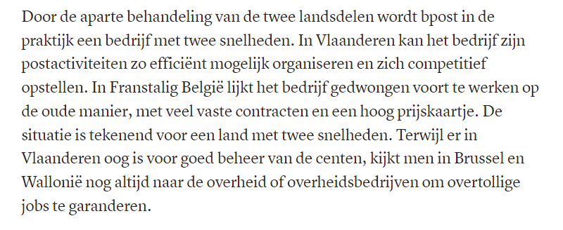 '‘Bpost: bedrijf met twee snelheden in een land met twee snelheden’ Collega Patrick Claerhoudt via @TrendsKanaalZ trends.knack.be/opinie/bpost-b… Citaat: