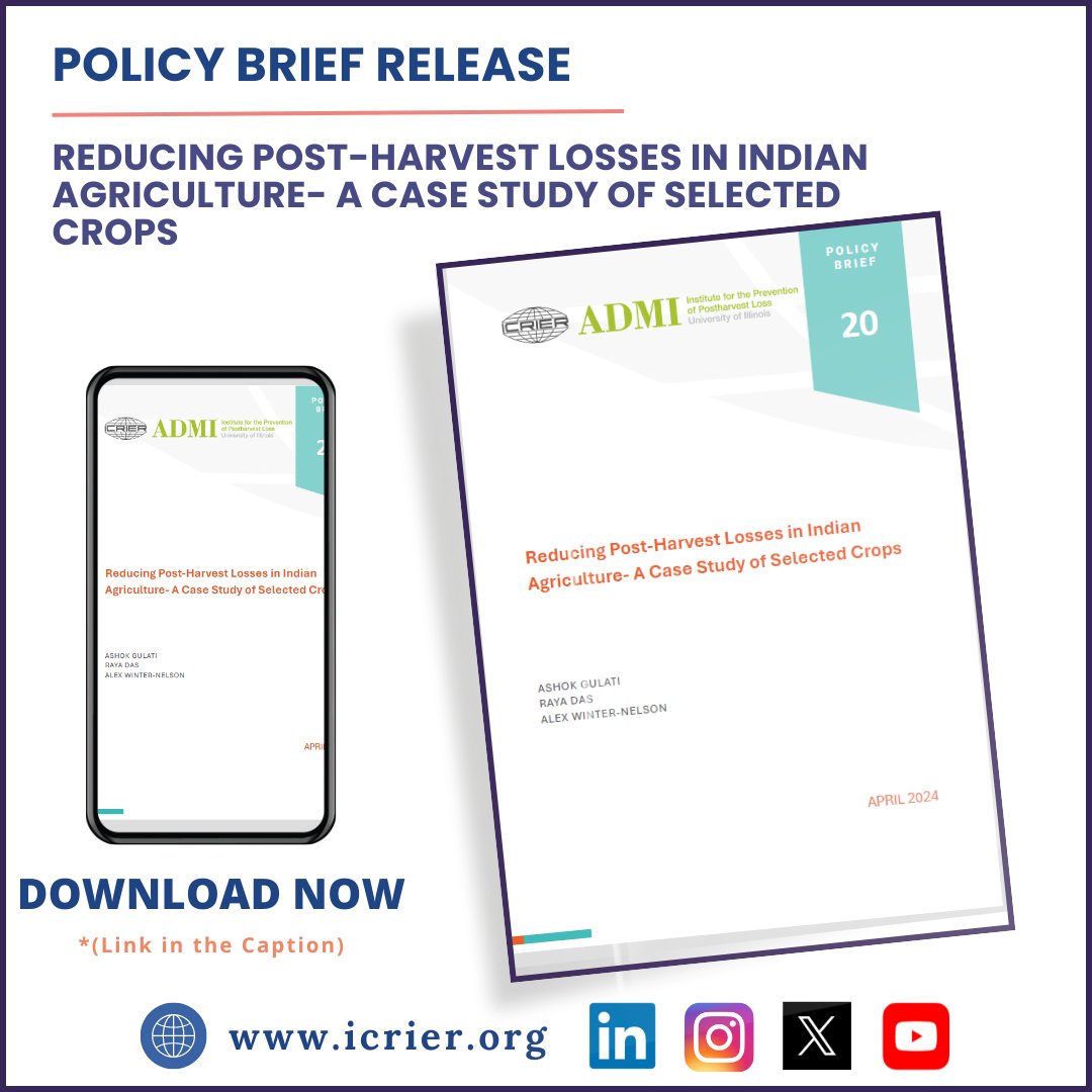 India loses Rs. 1.53 trillion (USD 18.5 billion) in food yearly due to post-harvest losses, underscoring the need for solutions. Our latest policy brief focuses on strategies and emphasizes the importance of technological change in grain management.
🔗surl.li/szmpr