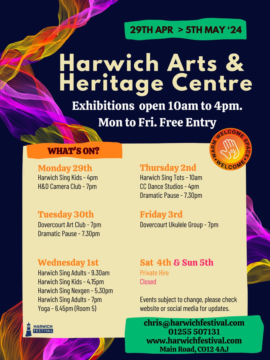 Next Week at the Harwich Arts & Heritage Centre. #community #arts #harwich