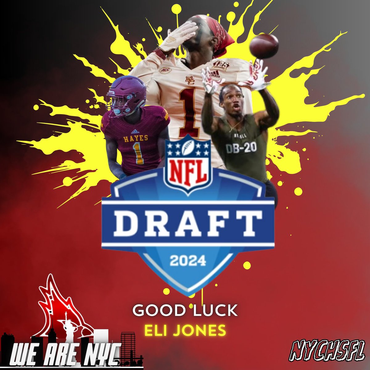 Good luck to @CardinalHayesFB and @BCFootball alum Elijah Jones in the NFL Draft. Experts have Eli as a late Day 2 early Day 3 prospect! #UpHayes #WeAreNYC