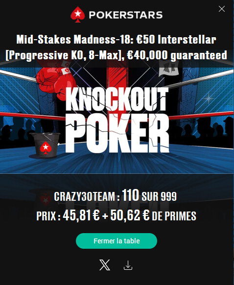 Crazy30team's tweet photo. GRO ITM SUR MID STAKES, soiree poker #PositiveVibesOnly https://t.co/DEN4IDfOJ6
