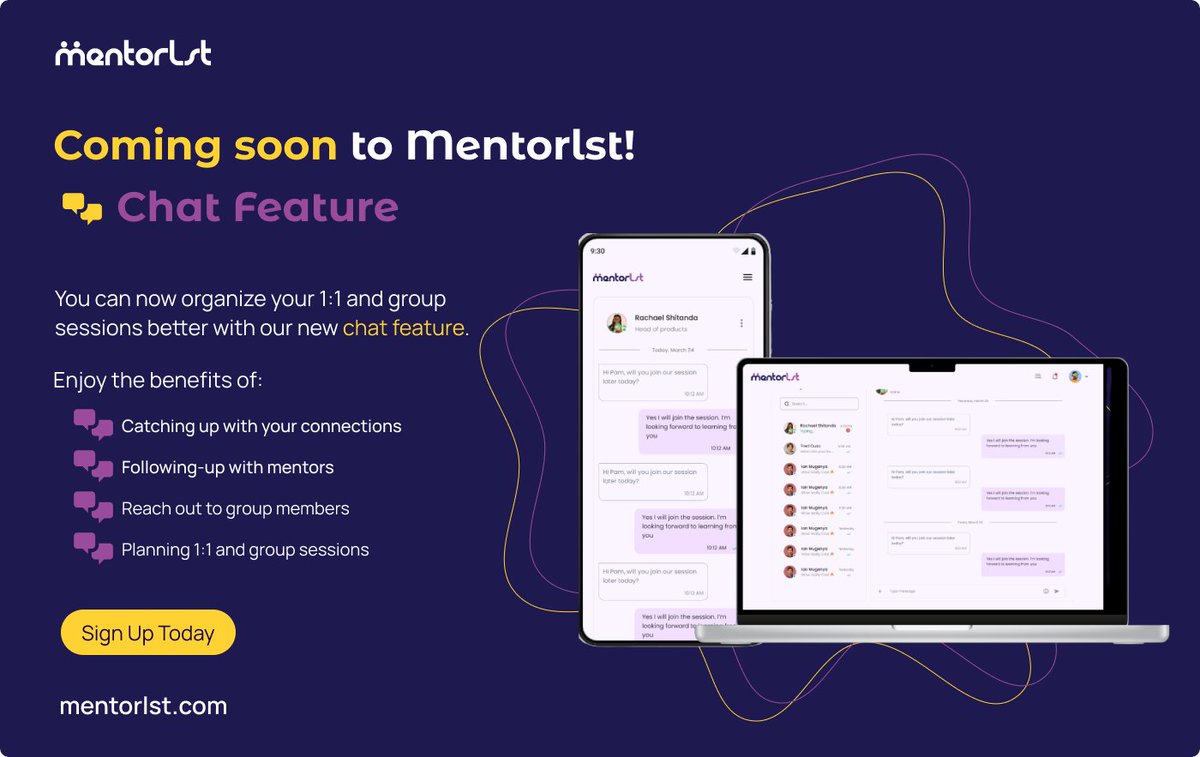 We want to give you the power to do more on Mentorlst.com. We have been working on the chat feature and it is almost ready. Are you on Mentorlst yet? Sign up here mentorlst.com/signup and start building your connections.