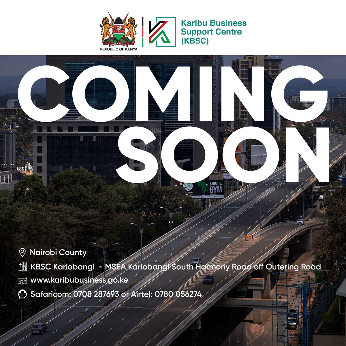 Exciting news! Karibu Business Support Centre is bringing services closer to you. KBSC Kariobangi opening soon at MSEA Kariobangi South Harmony Road off Outtering Road. #KaribuCenter