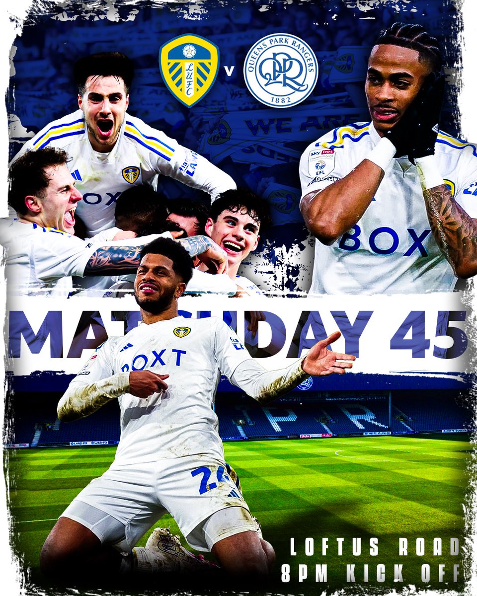 It’s Matchday for Leeds United💙

Score predictions?

#matchday #Leeds #LeedsUnited #leedsunitedfc #LUFC #ALAW #MOT #FootballGraphic #sportgraphic #smsports #freelance #footballposter #graphicdesign #GraphicDesigner #graphic #graphics