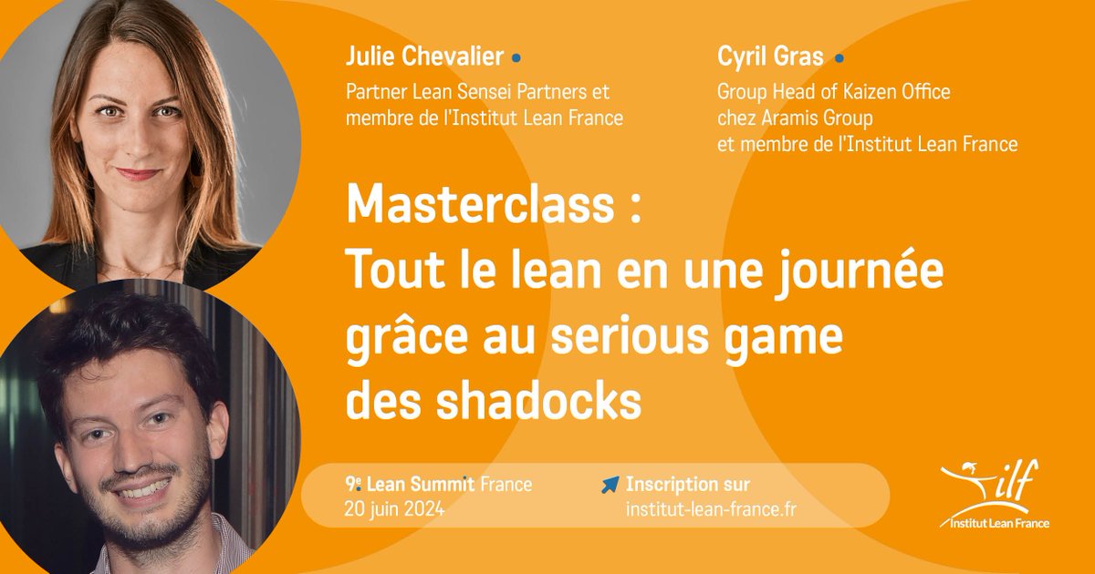 Découvrir l'esprit Kaizen, comprendre le #lean en  profondeur, apprendre en jouant. 3 bonnes raisons de participer à cette #masterclass animée par 2 passionnés du sujet, Julie Chevalier et <a href="/CyrilGras/">Cyril Gras</a>  !
Réservez votre place pour le 20 juin institut-lean-france.fr/evenement/mast… #seriousgame