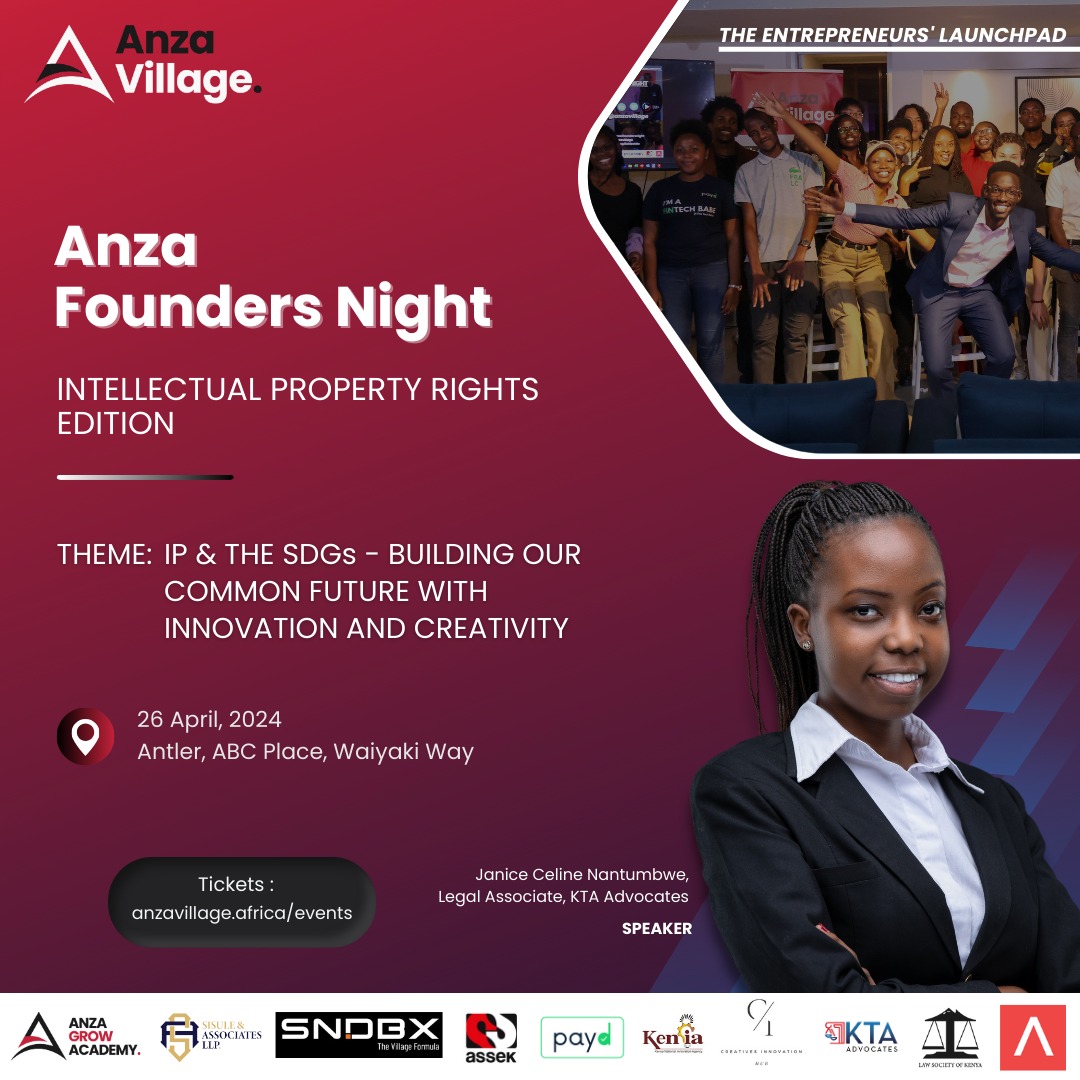 In celebration of #WorldIPDay, @AnzaVillage is hosting a special Anza Founders Night tonight, where our Legal Associate @_nantuuu  will be part of a panel discussion on, 'The Future of Innovation and Creativity in Kenya, Africa & globally'.

#KTAat15