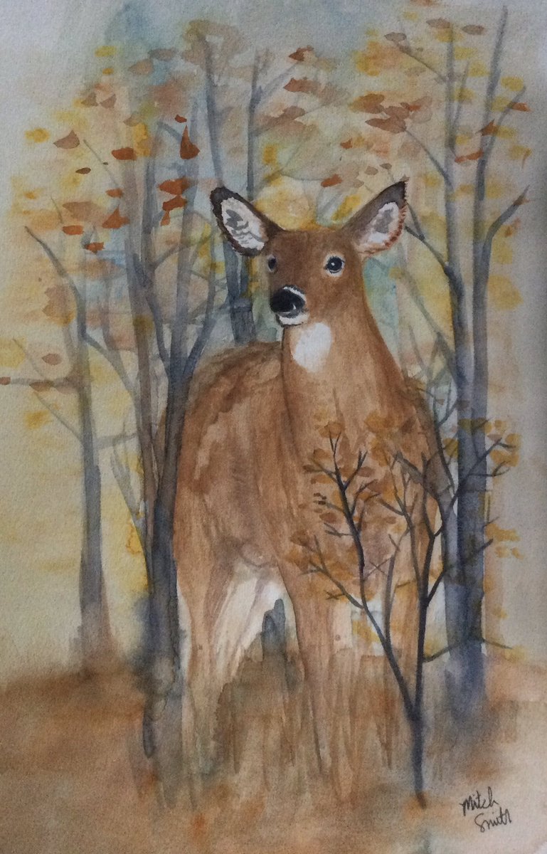 A watercolor study of a Whitetail Deer doe in autumn that I did a few years back.