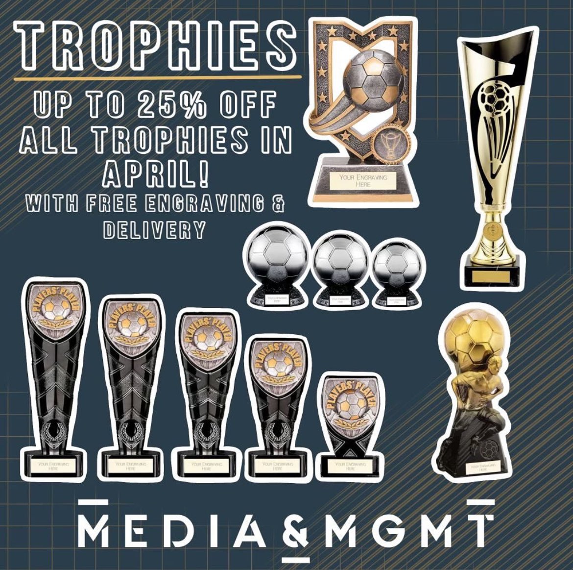 Last few days!! 🚨🚨APRIL OFFERS 🚨🚨 Trophies - up to 25% off. FREE engraving 🏆 FREE delivery 🙌🏽 media-print.co.uk #trophies #sportstrophies #footballtrophies #dancingtrophies #trophy #awards #mediamgmtprintingandembroidery #offers #printing #doncasterisgreat