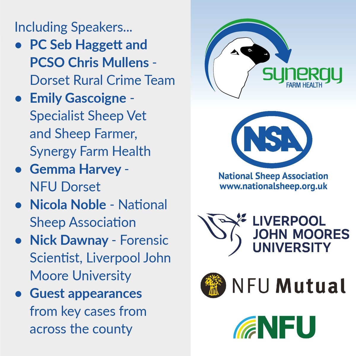 Book now for our livestock worrying event in association with @SynergyFarmVets @natsheep @nfum @NFUDorset on 24 May - bookings at bit.ly/3W3qEfc