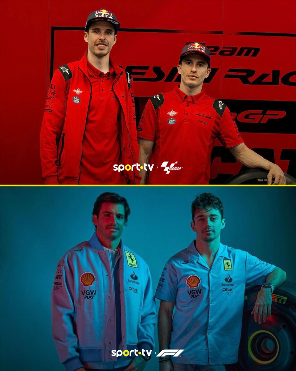 A Gresini gostou da 'homenagem' da Ferrari e decidiu retribuir 😂 Qual delas mudou para melhor? #sporttvportugal #MOTOGPnasporttv #MotoGP #f1nasporttv #F1