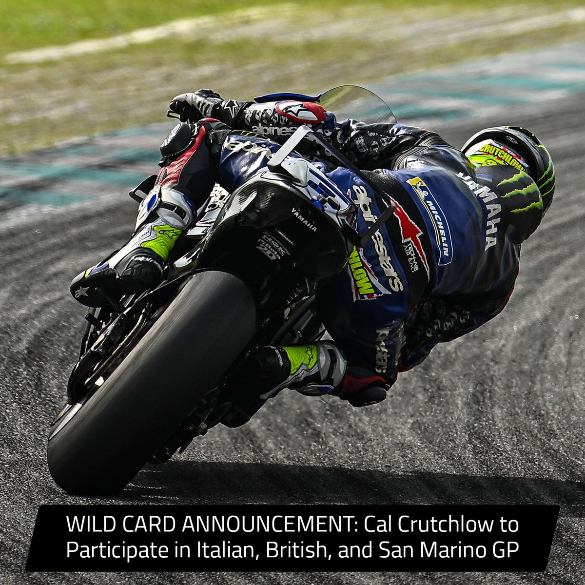 📣 WILD CARD ANNOUNCEMENT 📣 @calcrutchlow will participate in the Italian GP 🇮🇹, British GP 🇬🇧*, and San Marino GP 🇸🇲* as a wild card. He aims to gather extra data to support Yamaha in their bike development mission 🫡 *Subject to final IRTA confirmation #YamahaFactoryRacing