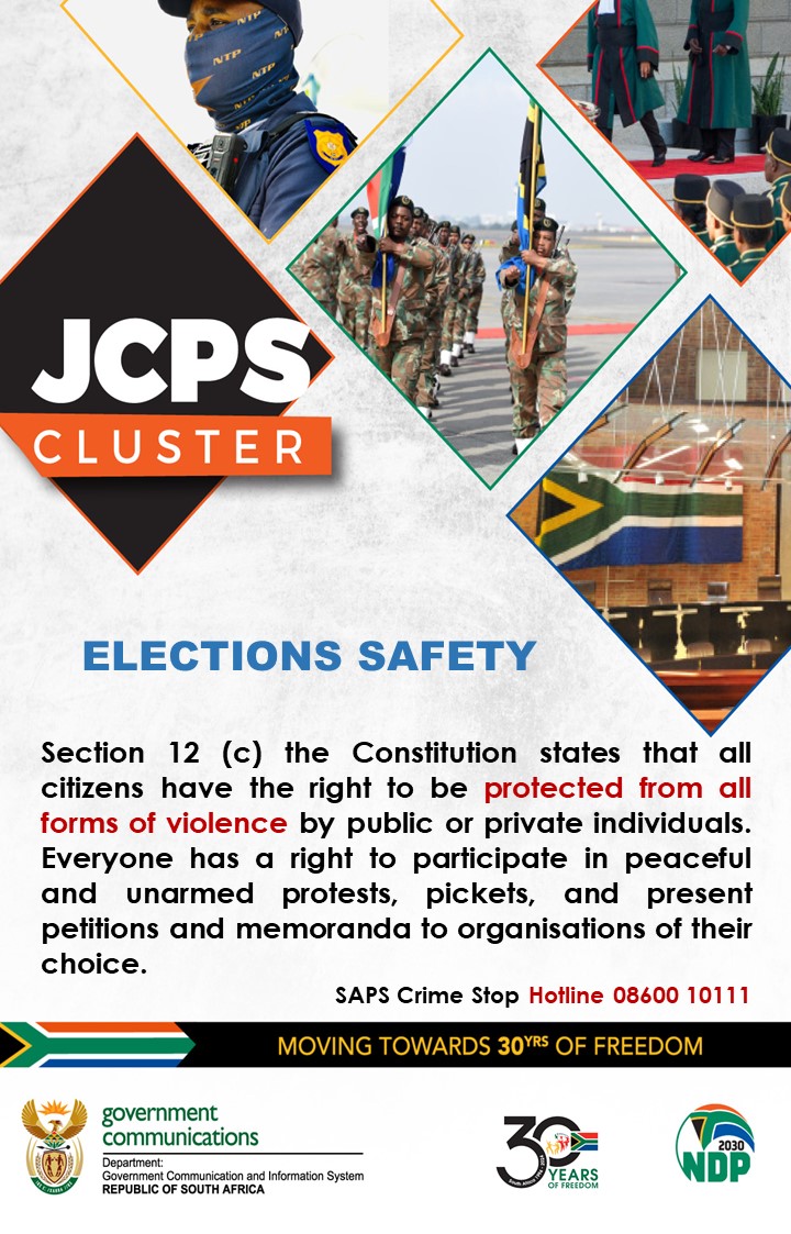 #ElectionsSafety| All citizens have the right to be protected from all forms of violence. 

#SAelections24