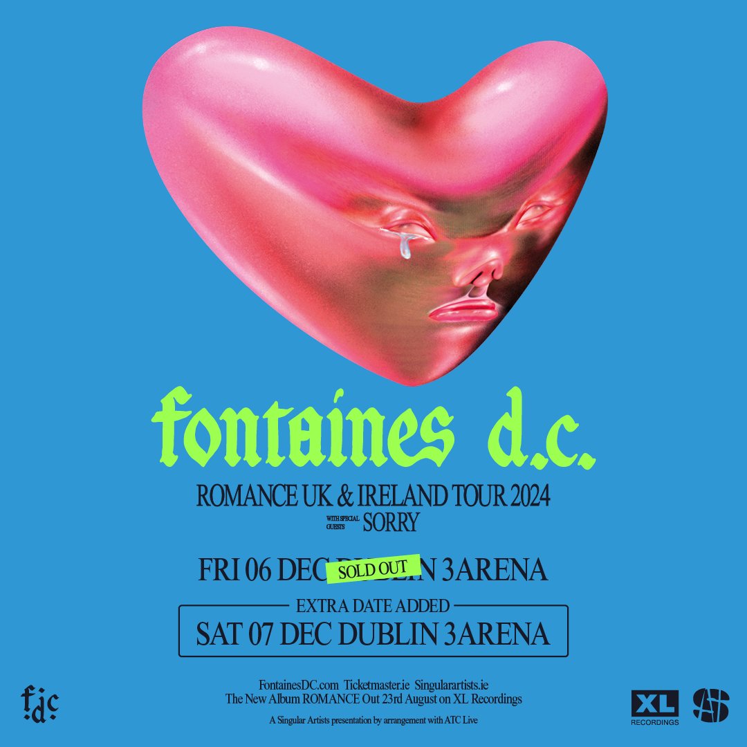 .@fontainesdublin at #3Arena on Friday, 6 December is now SOLD-OUT. Tickets for their extra date on Saturday, 7 December is moving fast. 🎟️ bit.ly/3Wz6IkH