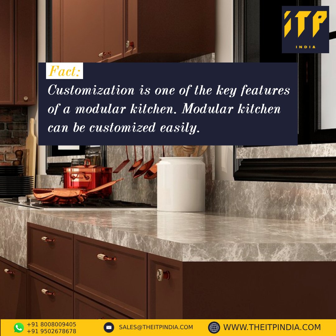 Modular kitchens can be exclusively tailormade for you to suit your individual preferences and tastes.

#modularkitchens #kitchenmyths #factsvsmyths #kitchendesign #modularliving #kitchenrenovation #mythbusting #modernkitchens #kitchenstyle #factcheck #itpindia #itpfurniture