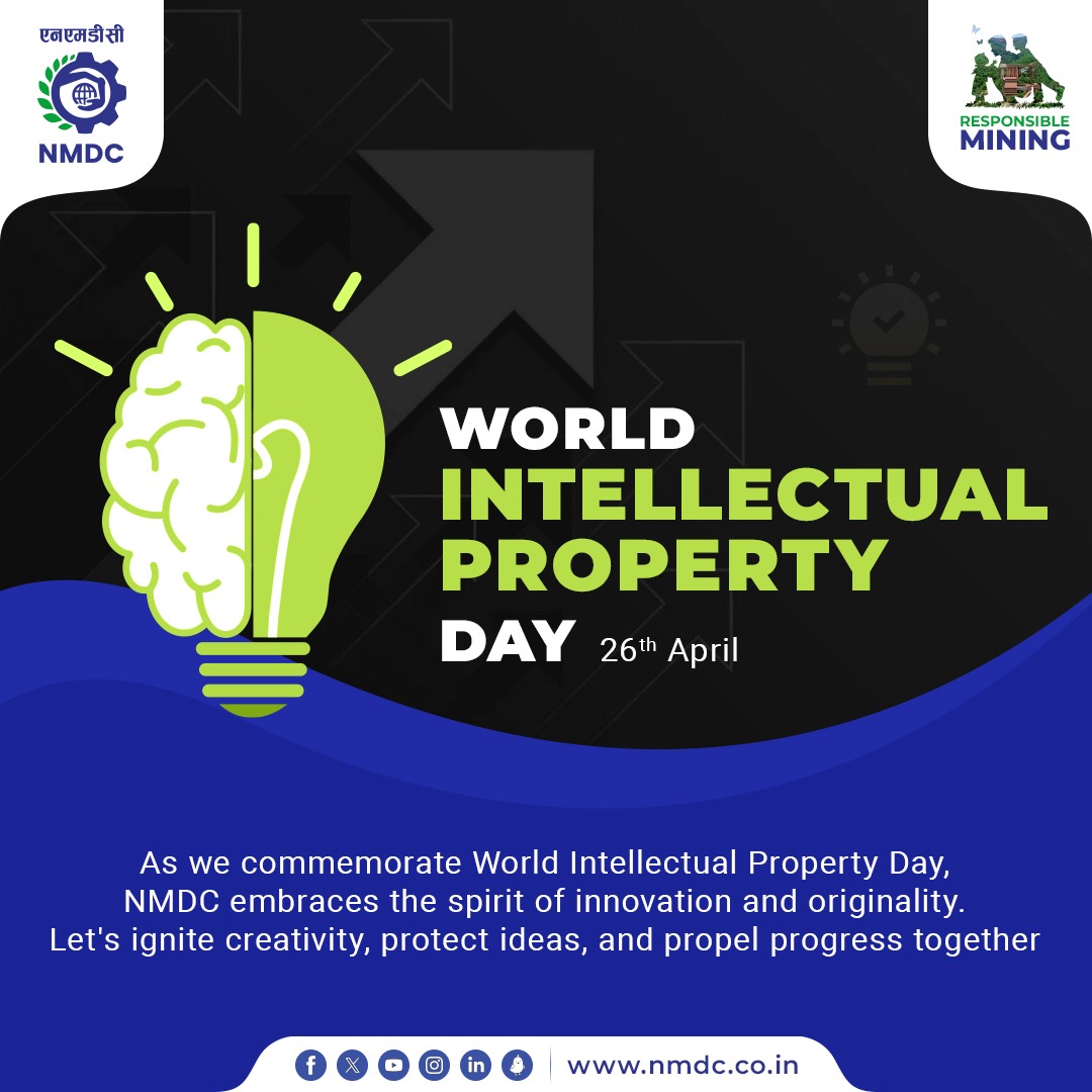 Celebrating #WorldIntellectualPropertyDay with #NMDC! Today, we recognize the invaluable role of intellectual property in fostering innovation, creativity, and progress. Let's harness the power of ideas to shape a brighter future together.