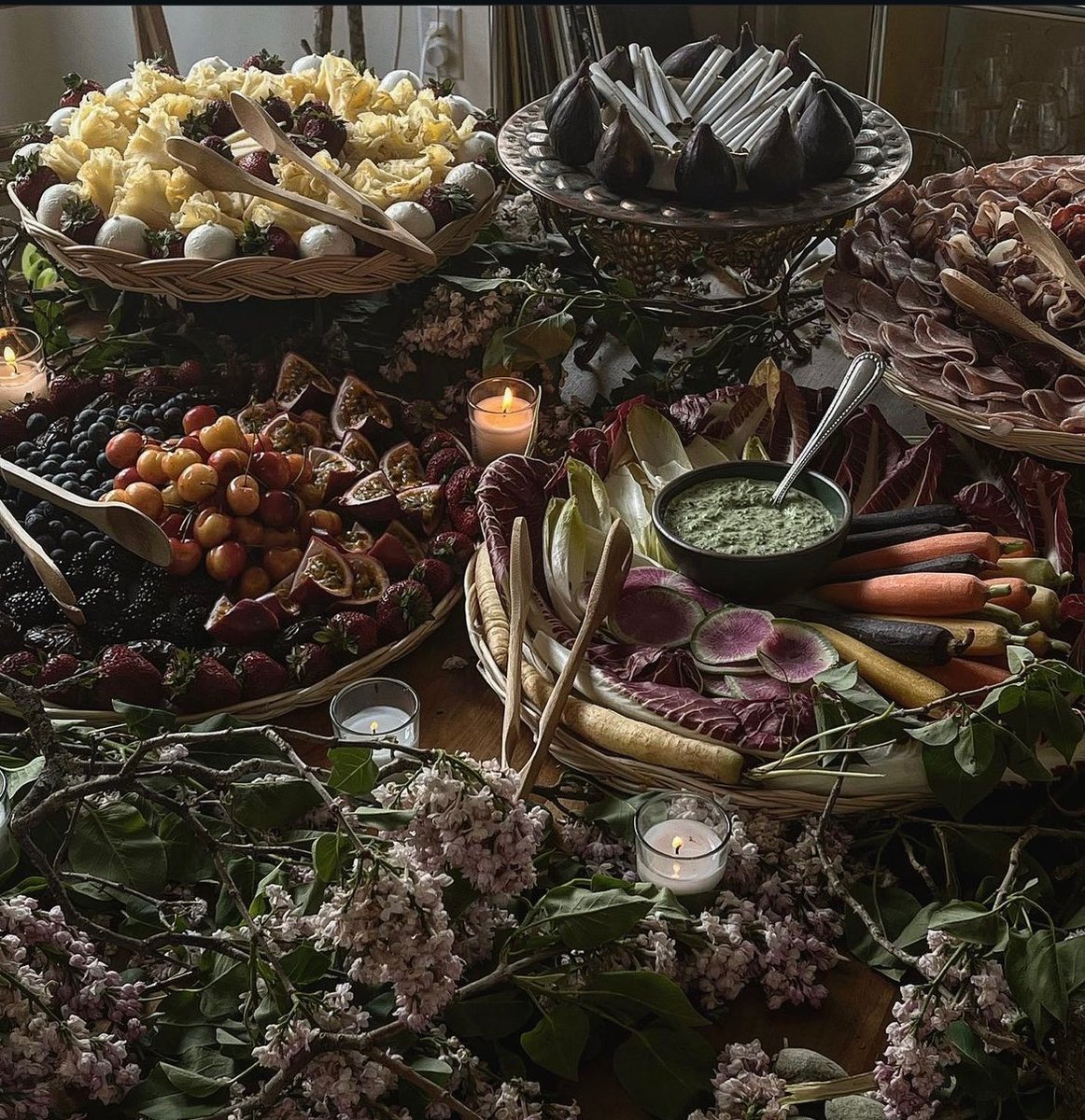 I loathe the words “grazing table” but, I am proud of this spread. Cheese is tête de moine. Strawberries are Harry’s. Cigs are Marlboro golds