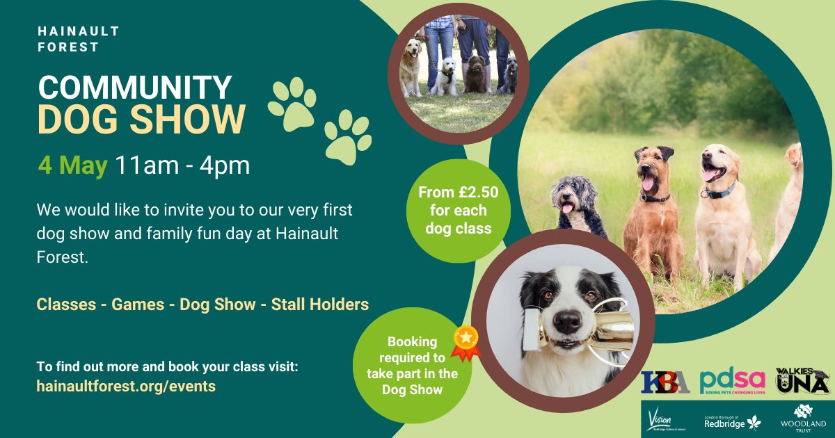 🏆 Don't miss out on our very first Dog Show at Hainault Forest next weekend! 📅 Saturday 4 May, 11am - 4pm! 🐕 We are partnering with Walkies with Una to provide dog classes, exciting games, and dog show! We will also have various market stalls available to buy from. 🥇 You…