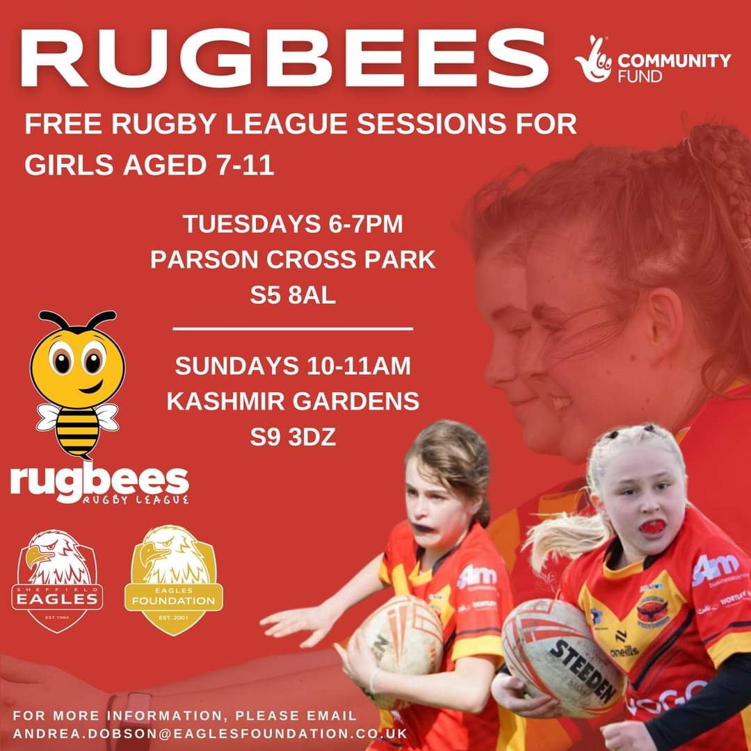 We're delighted to announce the return of our @RFLCommunity Rugbees programme @HawksARLFC with an additional session running at Kashmir Gardens providing a free, fun, introduction to Rugby League for girls aged 7-11 Get in touch for more information 🦅