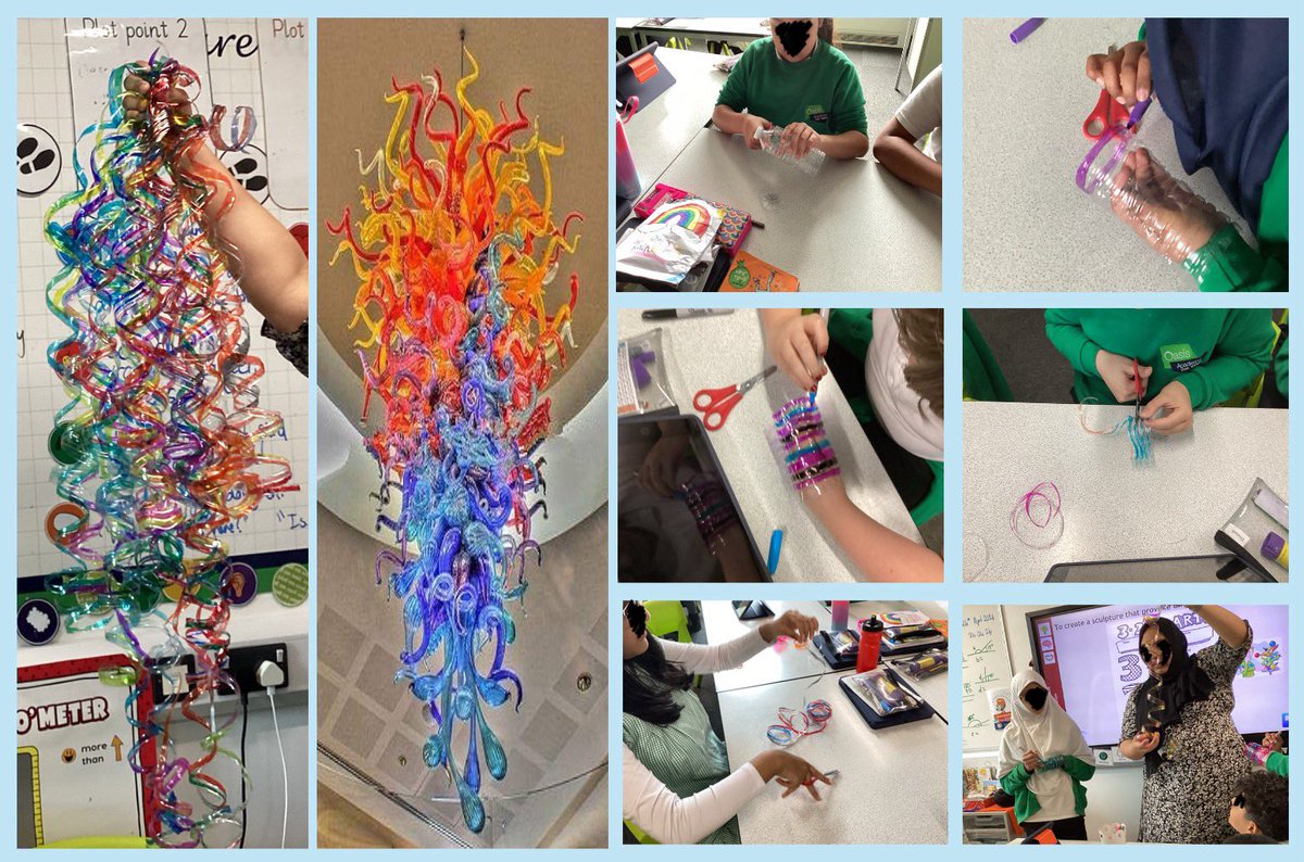 Curriculum update Y5 📣 They have made a Chihuly inspired sculpture. 
Children created their own organic spirals with their own colour schemes, pattern. They combined all the pieces into one large, beautiful chandelier! #ProudtobeOADV 🤩