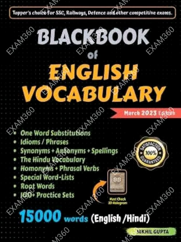 📚 𝐁𝐥𝐚𝐜𝐤𝐛𝐨𝐨𝐤 𝐨𝐟 𝐄𝐧𝐠𝐥𝐢𝐬𝐡 𝐕𝐨𝐜𝐚𝐛𝐮𝐥𝐚𝐫𝐲 by Nikhil Gupta! 📖 

Buy Now -exam360.co/B4aCmb3

#EnglishVocabulary #Ssc #Nikhilgupta #Blackbook #exam360 #vocabulary