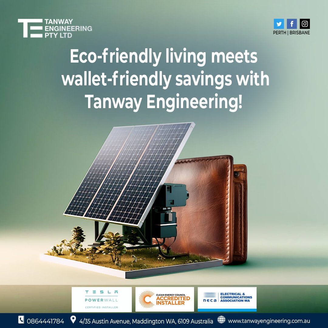 Looking to make a positive impact on the environment while keeping more money in your pocket? 

📞 +618 6444 1784
📧 info@tanwayengineering.com.au
🌐 tanwayengineering.com.au

#SolarPower #SustainableLiving #RenewableEnergy #GreenEnergy #TanwayEngineering #SolarSavings