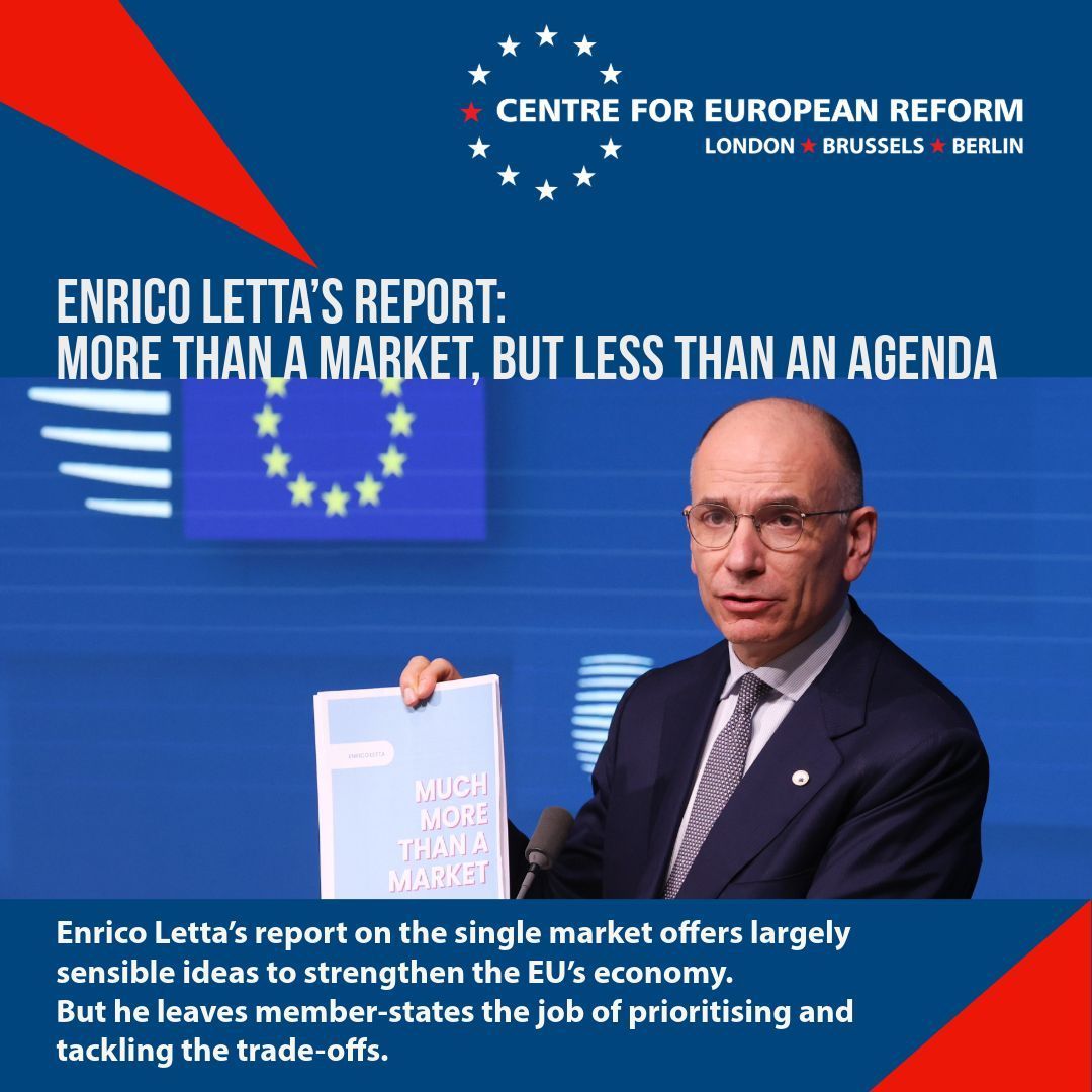 Enrico Letta proposes that competition authorities should wave through more mergers, ignoring the barriers that national firms face in doing business across the EU. #Letta 🆕 insight by @BergAslak and @Zach_CER buff.ly/3Jw5OgV