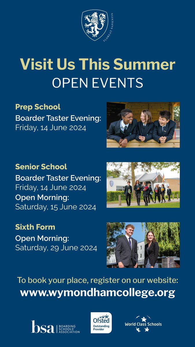 Visit us this summer and find out more about the outstanding opportunities at Wymondham College. Book your place at our Open Events now. #OpenEvents #visitus #boarding @BSAboarding @GoodSchoolsUK