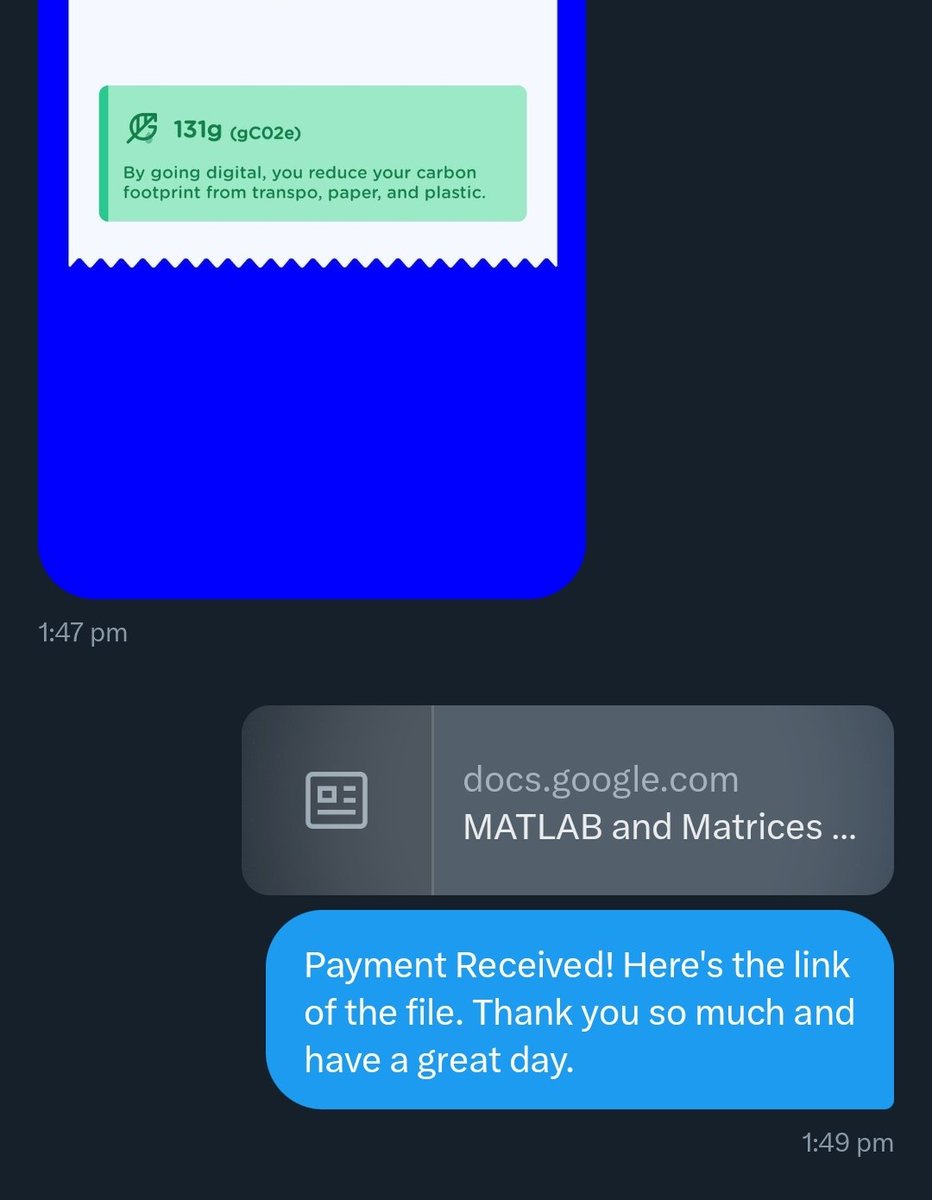 happyacadcomish's tweet photo. ✨ FEEDBACK AND PROOF OF TRANSACTION ✨

Type of Commission: MATLAB and Matrices Essay

#HACProofs
LF CLIENTS https://t.co/brXHsx2HNR