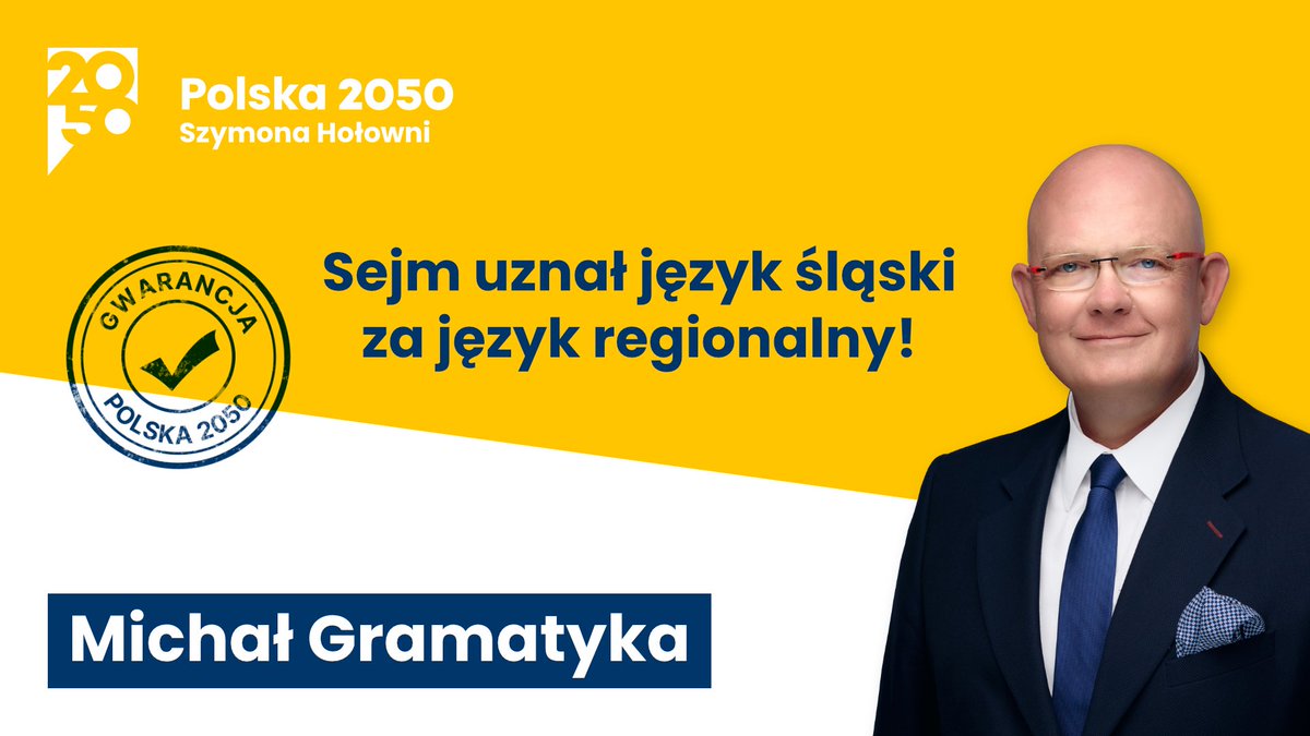 Sejm przegłosował: język śląski językiem regionalnym! To ważne, żeby pielęgnować tradycję i kulturę naszych lokalnych wspólnot, tym bardziej cieszy to, że walka o uznanie języka śląskiego za język regionalny, po tylu latach zakończyła się sukcesem. #Polska2050 #RobimyTeRobote