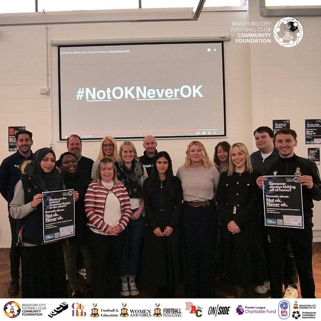 🗣️| #NotOKNeverOK Fantastic to host @bradfordmdc, our #PAC team, @WestYorksPolice, @StayingPutUK and the @EFLTrust at our launch for our #DASV campaign. Support services are available if you are affected by these issues: bradford-dasv.co.uk #BCAFC | #CommunityFoundation