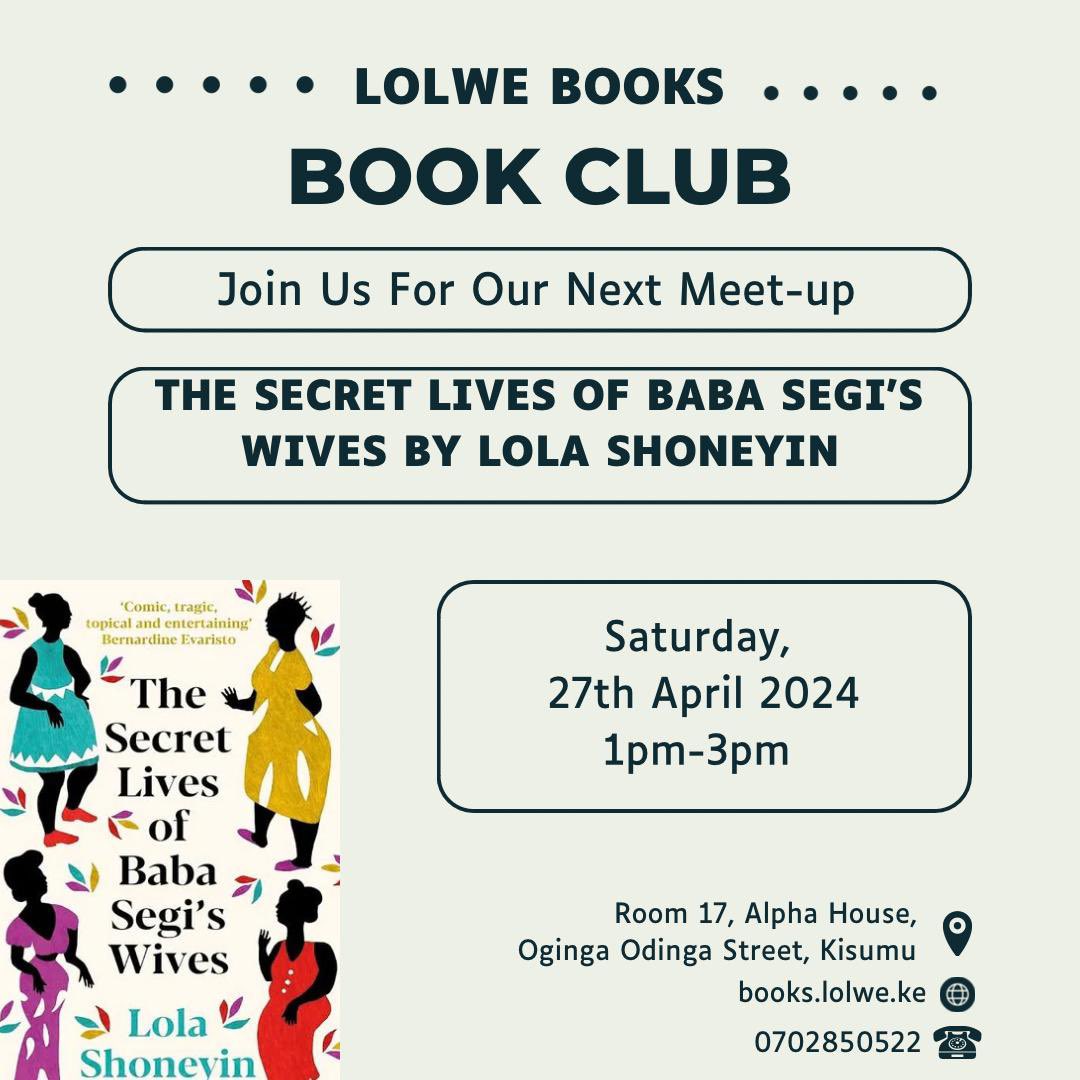 Tomorrow is book club day! 

Join us from 1 pm! 

#thesecretlivesofbabasegiswives #lolashoneyin #africanfiction #lolwebookske #kisumubookstore #kisumu