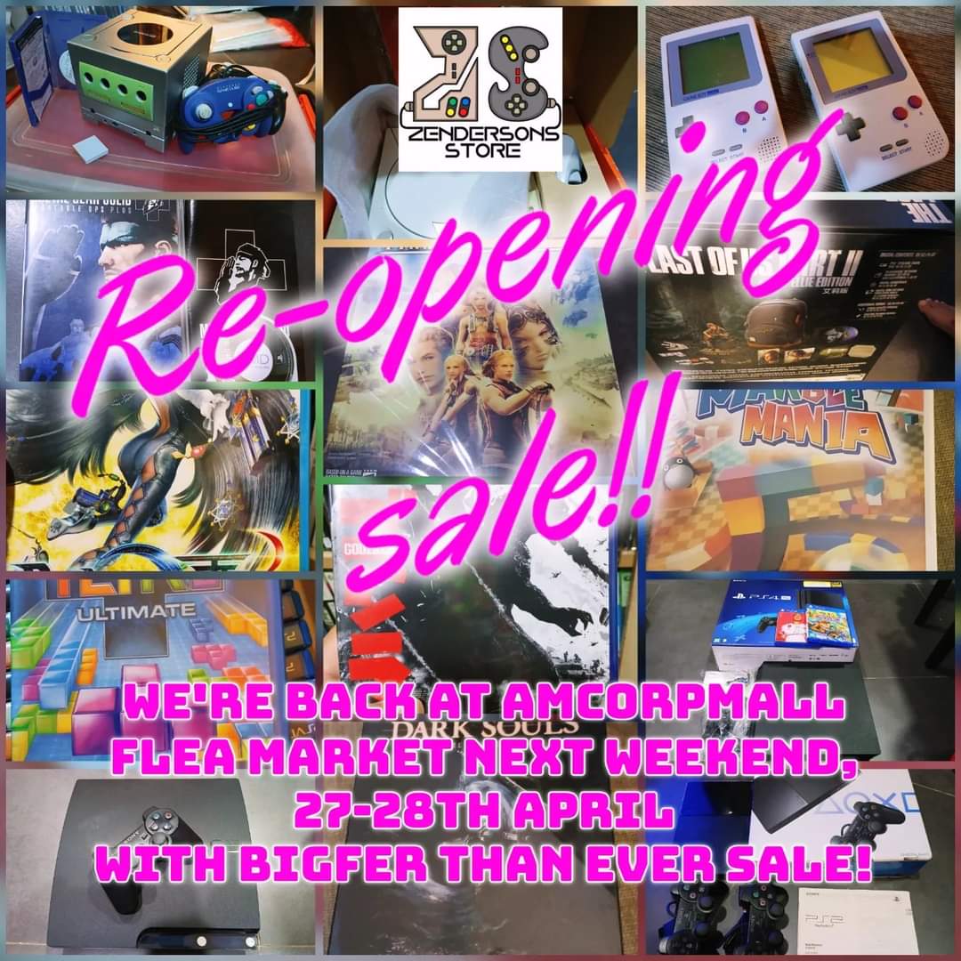 Miss us? We'll be back at our usual weekend booth at Amcorpmall tomorrow, 27 & 28 April! 

We will be having a reopening sale!! So do not miss out on the chance to own a rare or heavies game or console at discounted price! 

#zendersonsstore #retrogamingmalaysia #retrovideogames