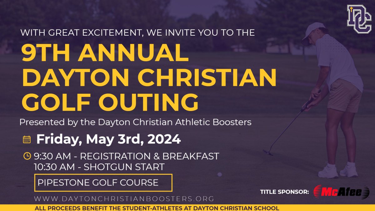 We are a few days away to hosting our 9th Annual Golf Outing with the @boosters_dc This fun event directly supports our student-athletes & teams! There are still openings to golf. Learn more & register: daytonchristianboosters.org Go Warriors!! @mcafeehvac @PipestoneGolf @SchoolDCS