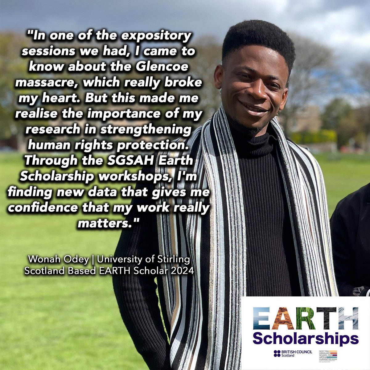 sgsah's tweet photo. Today marks the end of this year's @BCScotland SGSAH #EARTHScholarship2024 Cohort Programme 🌱  

A few of our Scholars have shared their thoughts on how much the 2-week programme has benefitted them and their ongoing research🌎 

@sidneybyam @wonodey @GalaGeorgette https://t.co/bXWpazZhyc