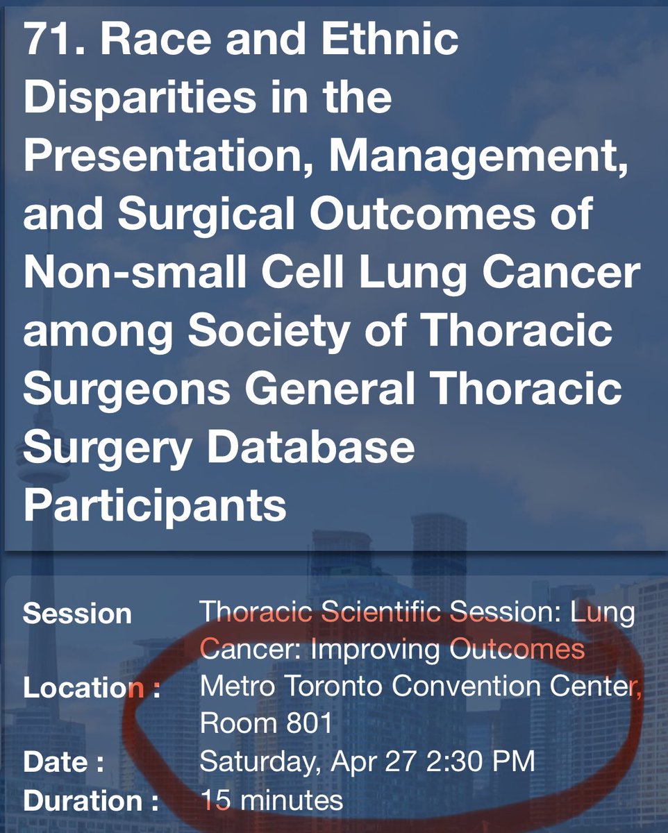 If attending #AATS2024, come hear Dr Watkins @ammara_a present our study on this important topic. Rece and ethnic disparities in the presentation, diagnosis, and management of lung cancer