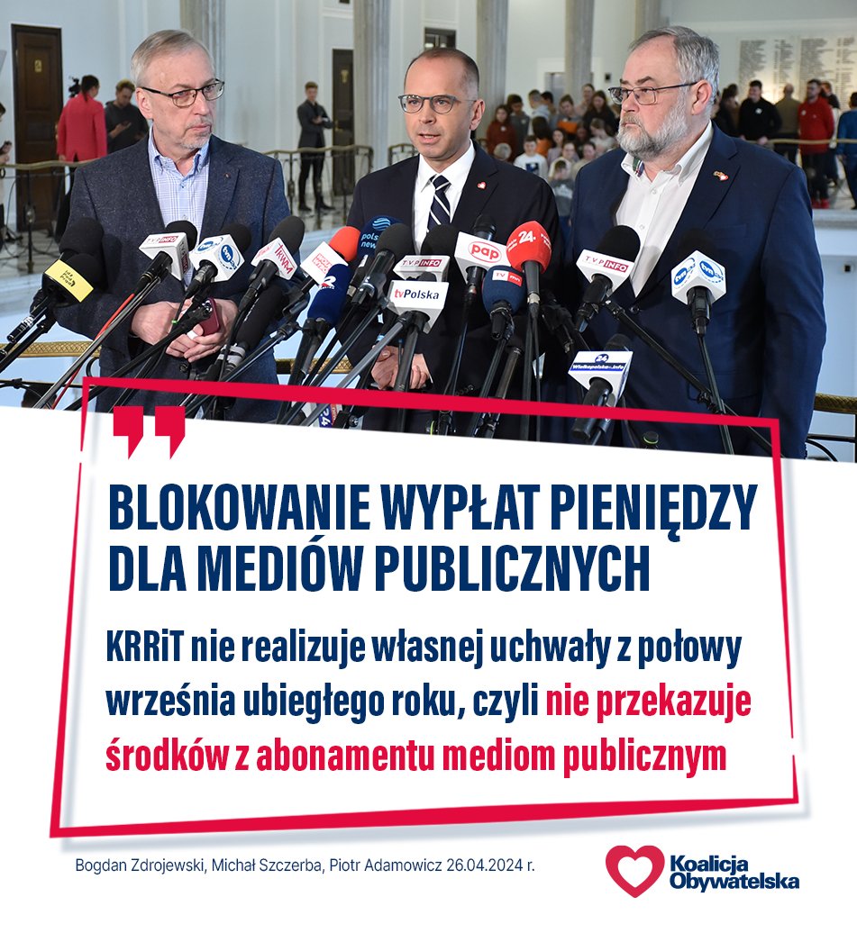 📌 Krajowa Rada Radiofonii i Telewizji blokuje wypłatę pieniędzy dla mediów publicznych. Chodzi o kwotę ponad 2⃣0⃣0⃣ milionów złotych dla telewizji publicznej oraz rozgłośni regionalnych Polskiego Radia. ⬇️