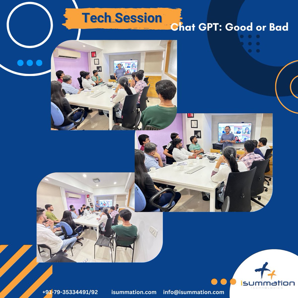 This Friday @iSummation Technologies held a tech session on ChatGPT, Is it good or bad? And how we relied on this tech tool which nowadays makes a major impact on us. 🤖 ⚛️💻 #technology #techsession #knowladge #programming #coldfusion #cfml #knowledge #discussion #session