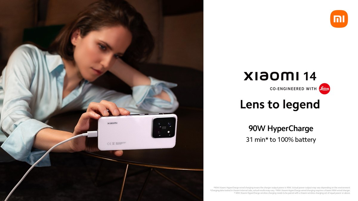 Effortless new hyper charging smartphone. 

Meet our #LensToLegend, #Xiaomi14