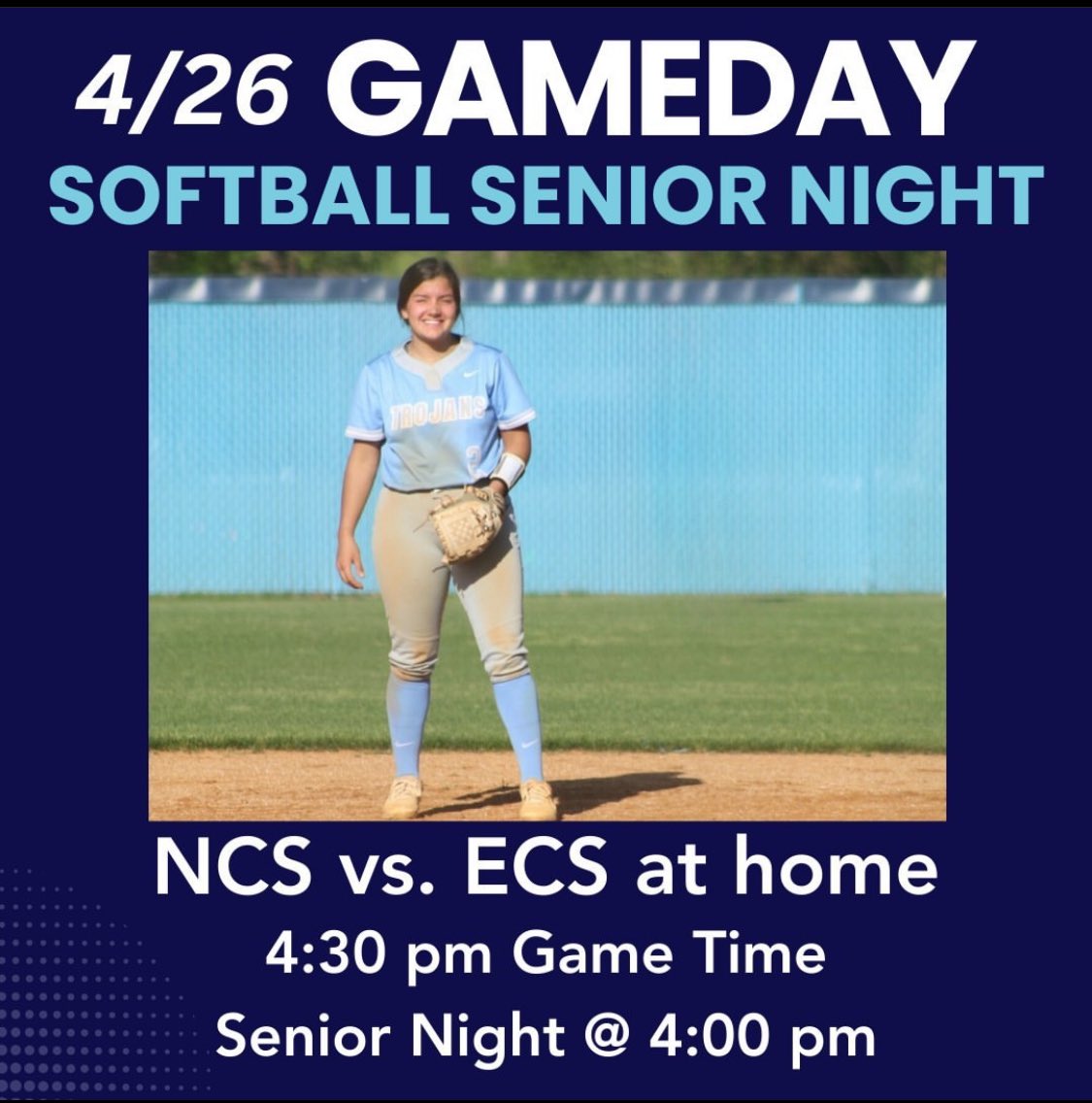 The NCS Softball Team is closing out the regular season district schedule today with a big game against ECS at 4:30 pm. We need our fans! Additionally, tonight is SENIOR NIGHT at 4 pm for Sailor Cole. Make plans to #PackThePoint for Sailor and Northpoint softball today!!
