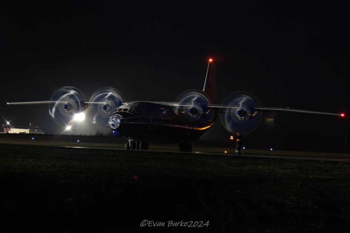 Motor Sich airlines taxiing to park at #CYYT This morning in the Early AM. always nice to see these guys stop through.