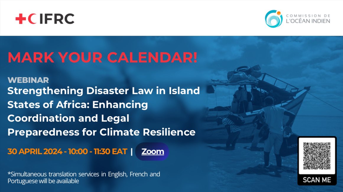 In light of ongoing climate crisis, African Island States remain resolved to be better prepared to disasters. Join @IFRCAfrica & @commission_coi in this webinar as we explore ways to strengthen DRM frameworks & highlight the importance of communities’ inclusion in this process.