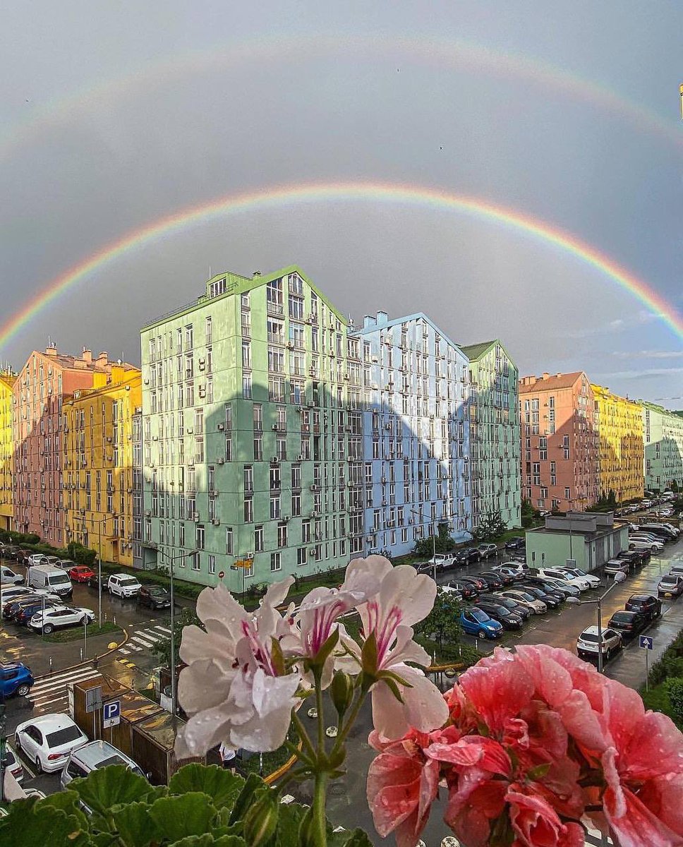 💙💛 Double rainbow in Kyiv after a thunderstorm.
