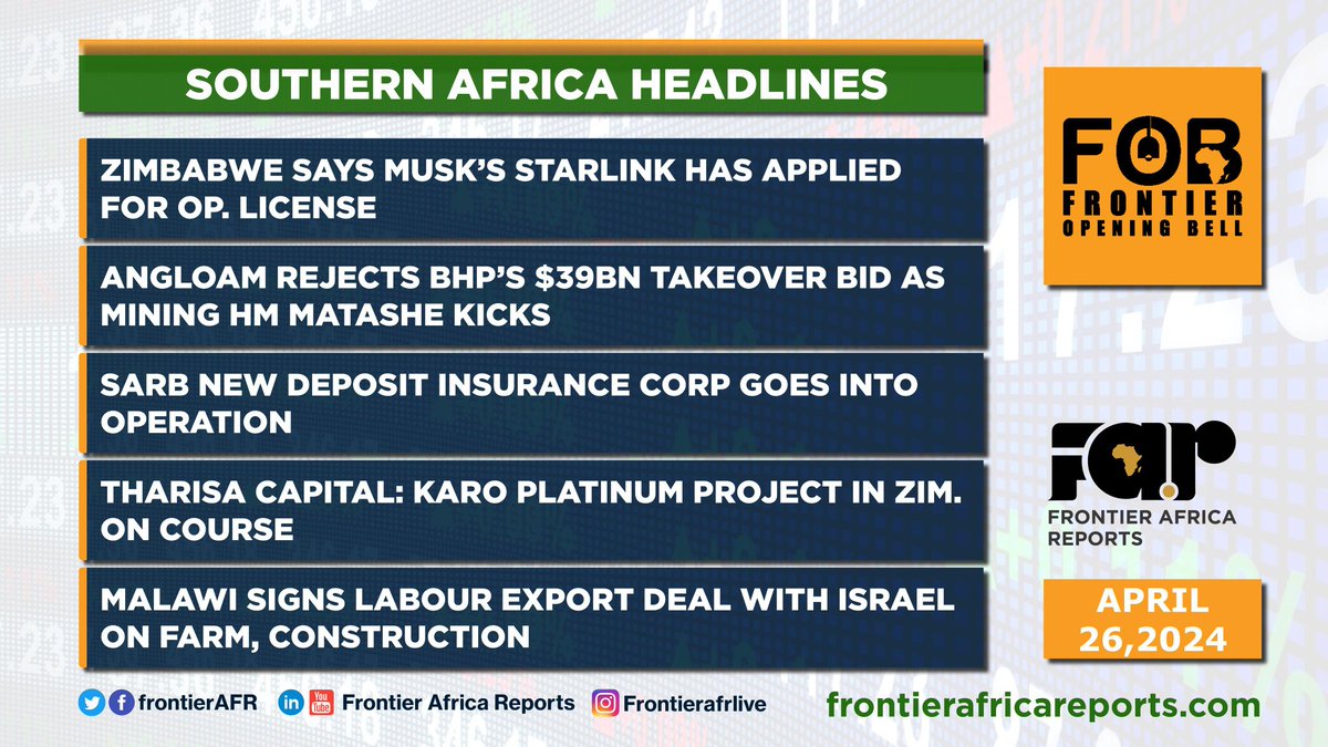 AngloAm, Metashe Kick Against BHP Bid I Frontier Opening Bell - Friday, April 26, 2024
